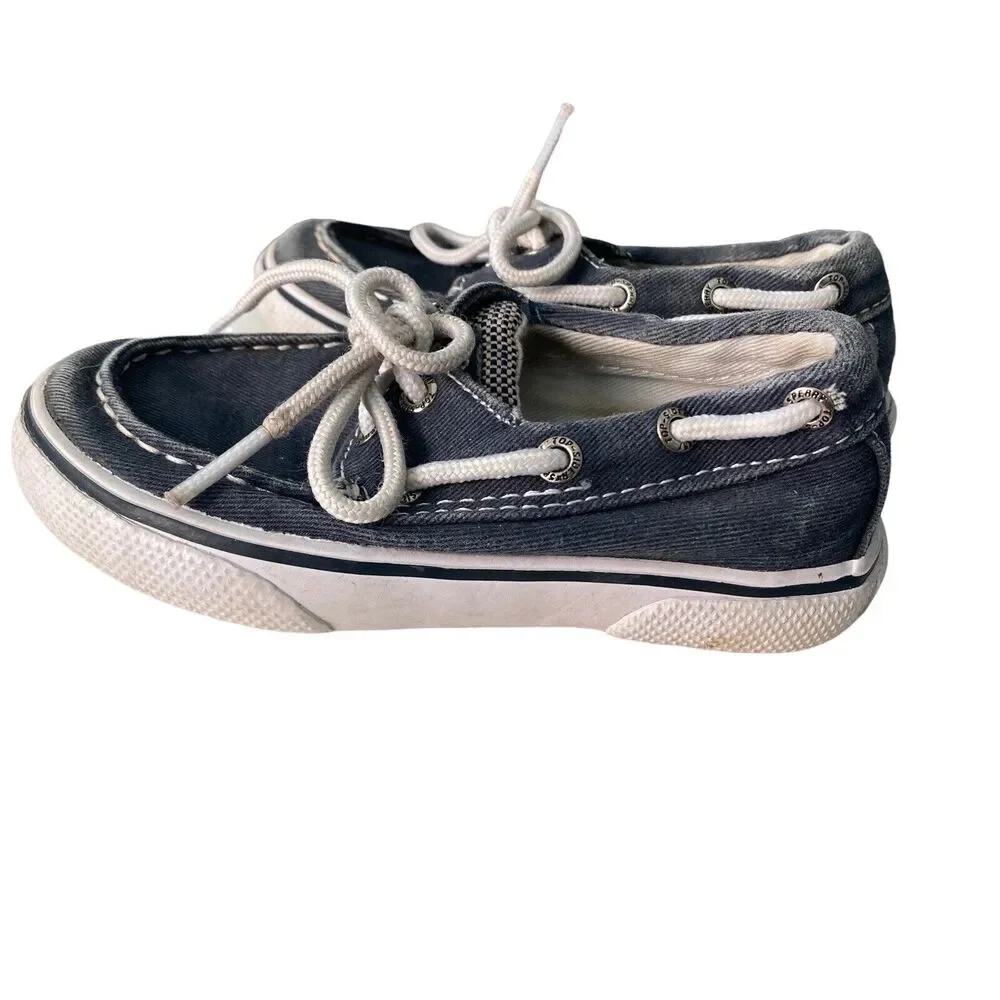 Sperry Top-Sider Kids Size 7 Halyard Slip On Boat Shoes Blue White Baby Unisex